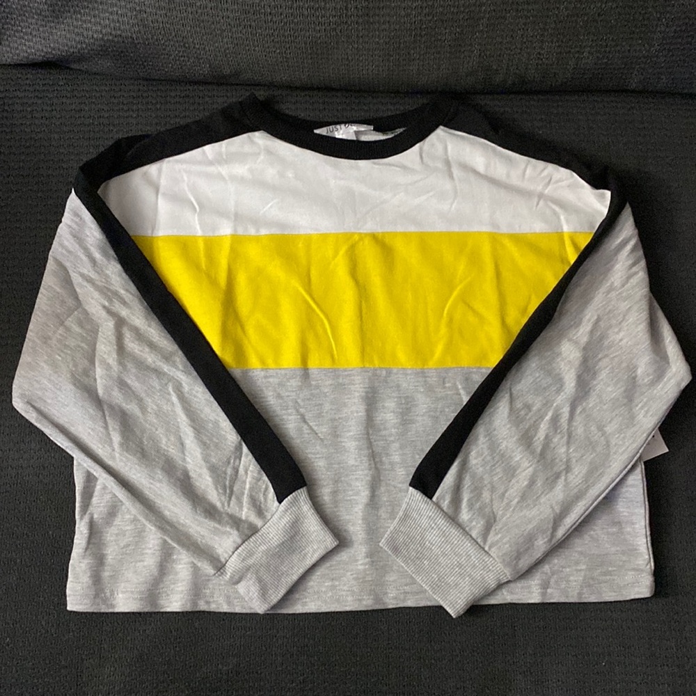 JUST BE Color Block Cropped Sweatshirt - Multiple Sizes